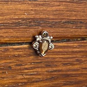 BVLA Pear Helena Threadless End in White Gold w/Zawadi Sapphire & Smoky Quartz